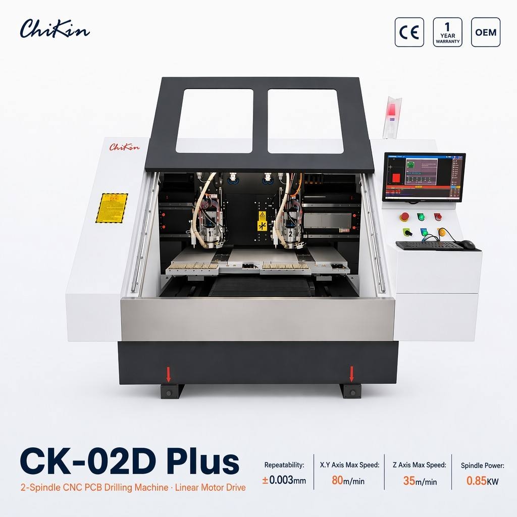High Speed 2 Spindle PCB Drilling Machine With Linear Motor