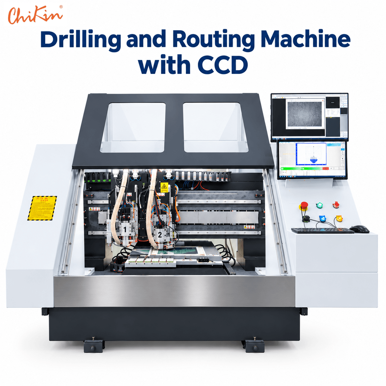 1 Drilling spindle; 1 Routing spindle machine with CCD